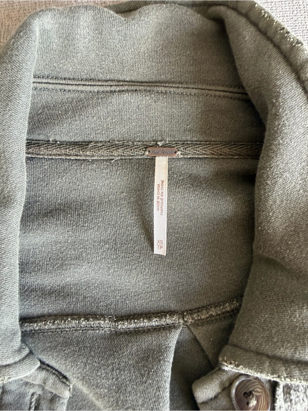 Free People Sage Green Sherpa Jacket - Picture 2 of 2